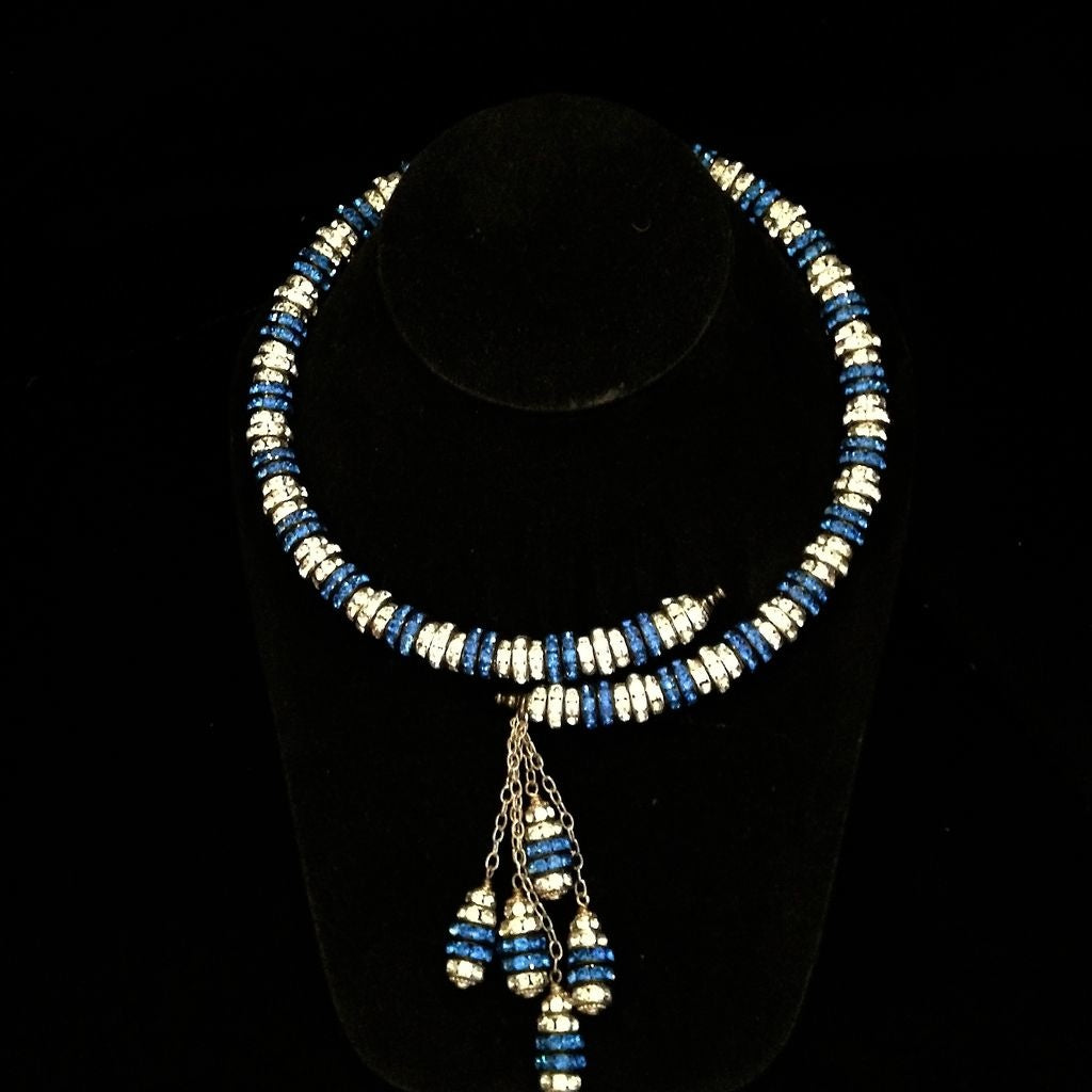 Yasmin Wrap In Cobalt & Silver