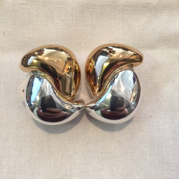 Gold & Silver Swirls Clip Earring
