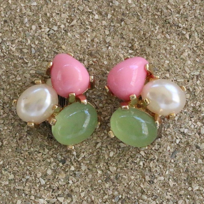 Vcexclusives: Tri Colored Drops Pink Green Pearl