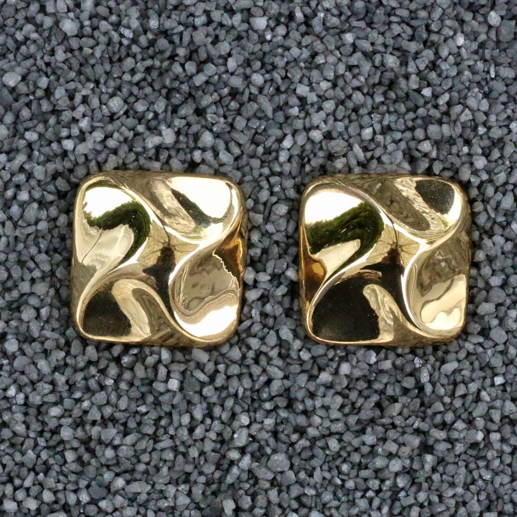 Square Button Polished Gold