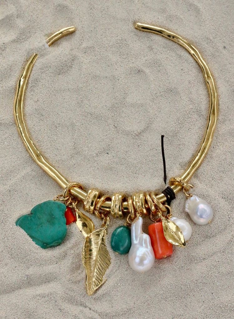 Vcexclusives:  Gold Choker W Pearl And Stones