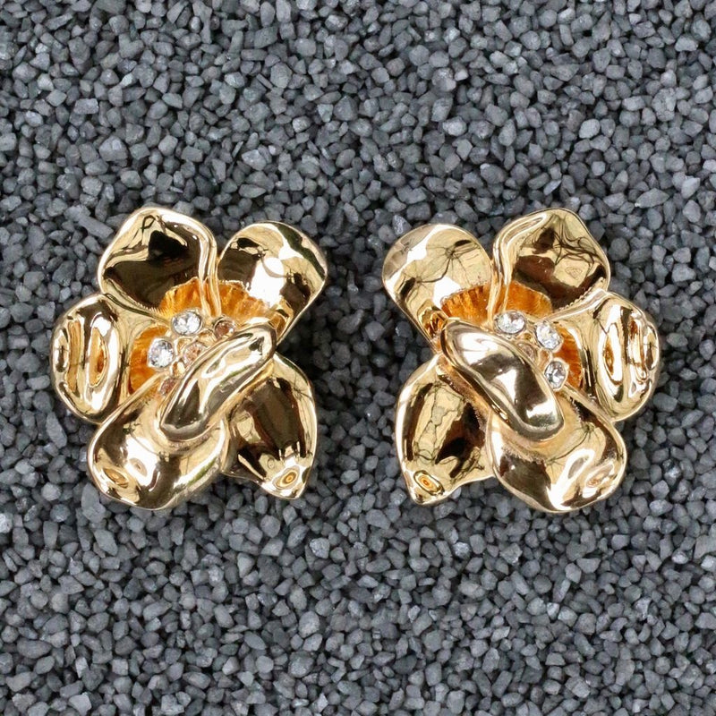 Gold Flower Clip Earring