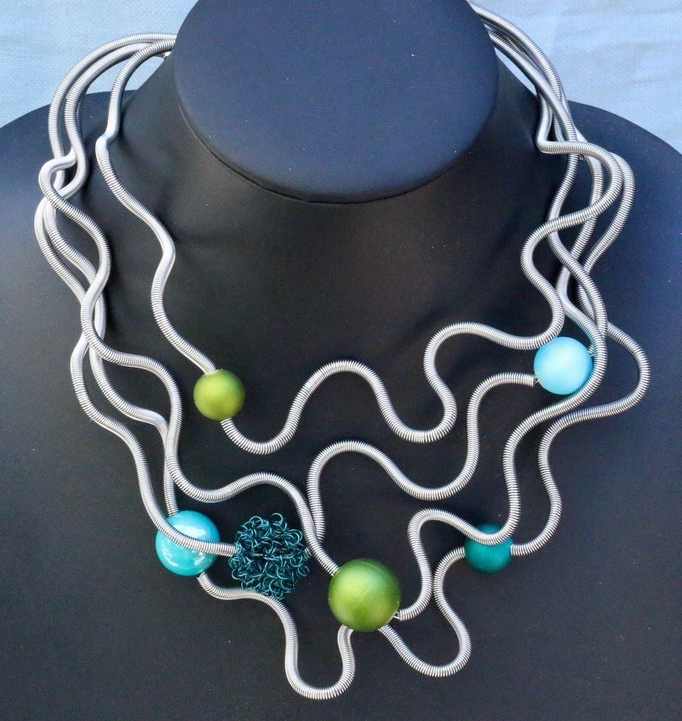 Sate Silver W/ Lime Blue