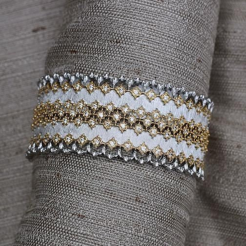 Jardin: Satin Gold With Silver And Crystal Three Band Weave