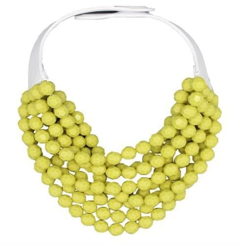 Vcexclusives: Fb Chartreuse Strands W/White Leather Collar