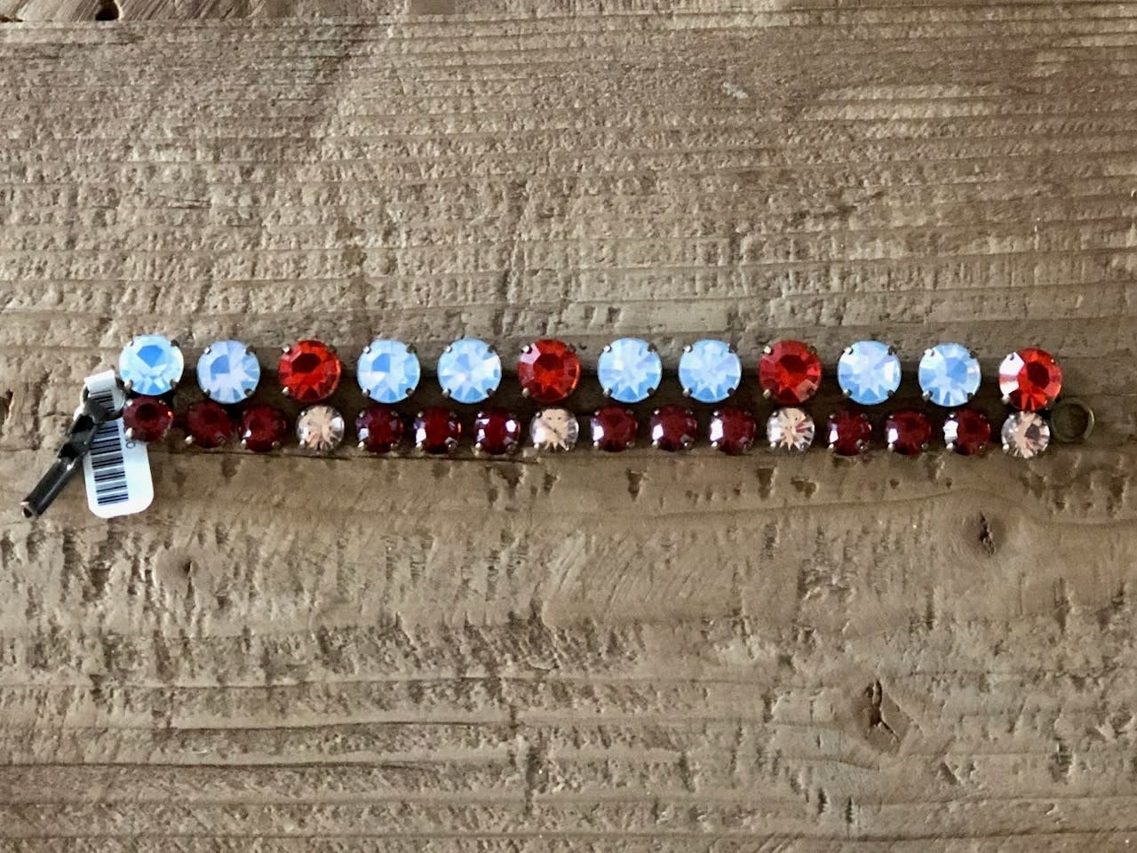 2 Tier, Red And  Blue Stones Bracelet