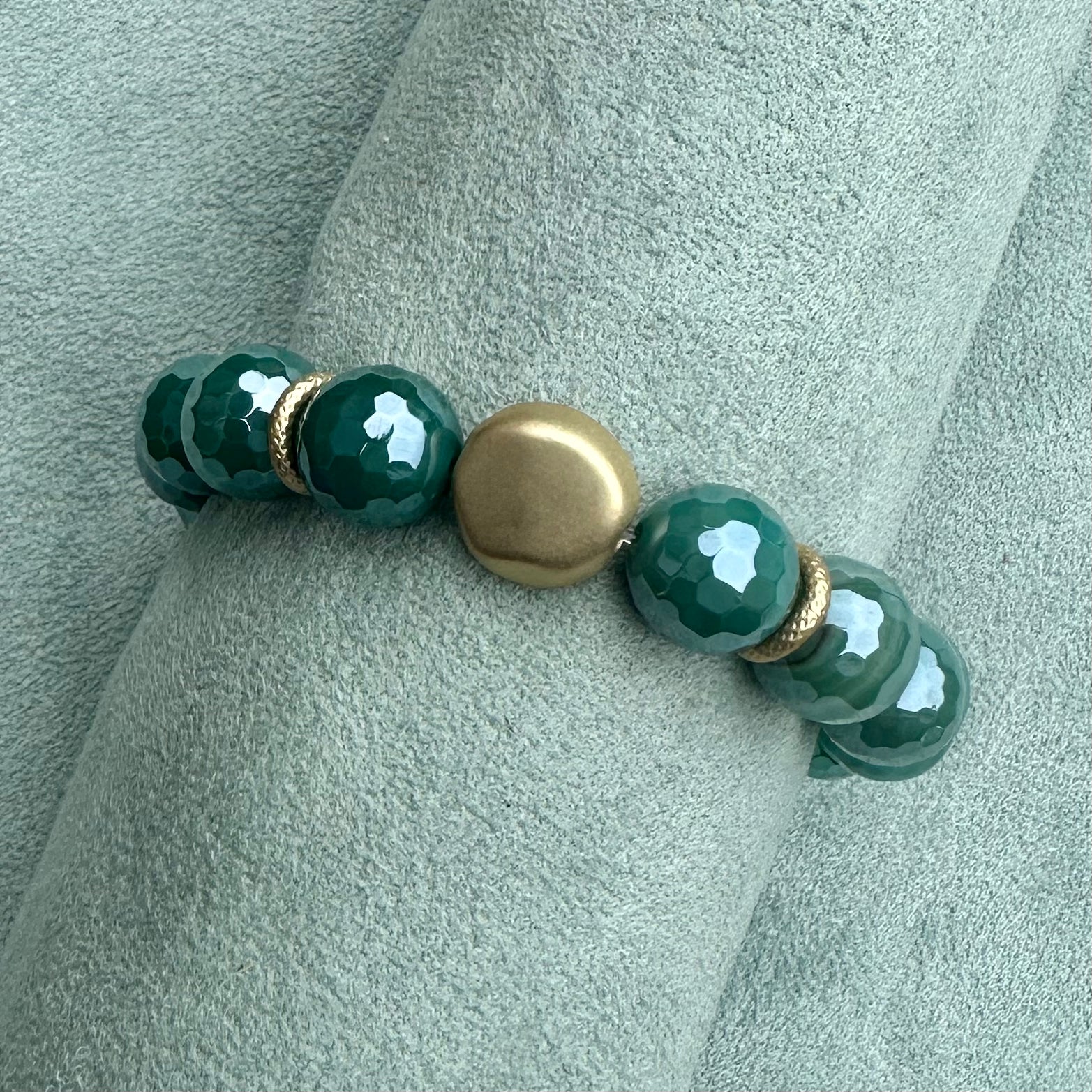 Agate Bead with Nugget Stretch Bracelet