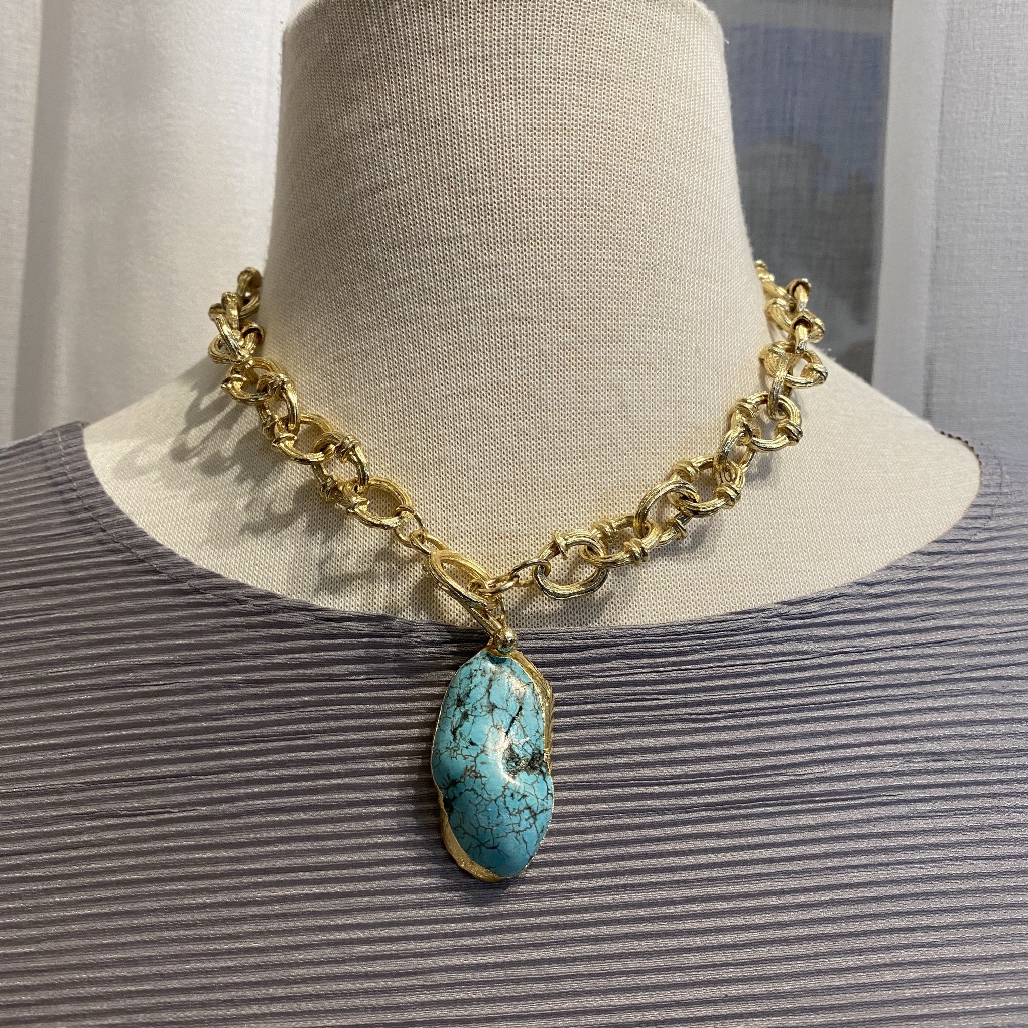 Gold w/ Turquoise Drop