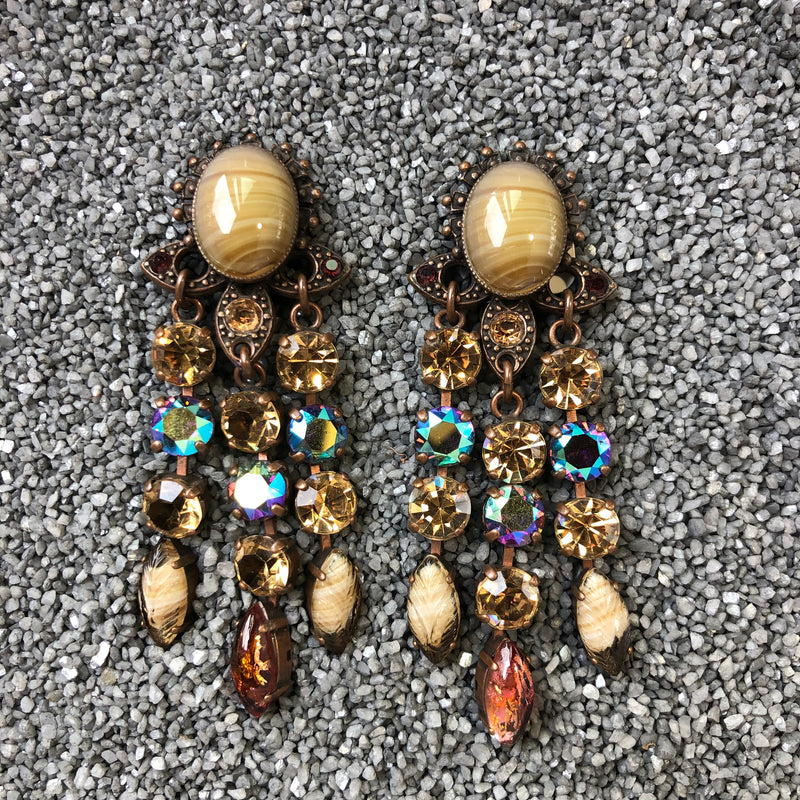 Copper And Multi Drop Earrings