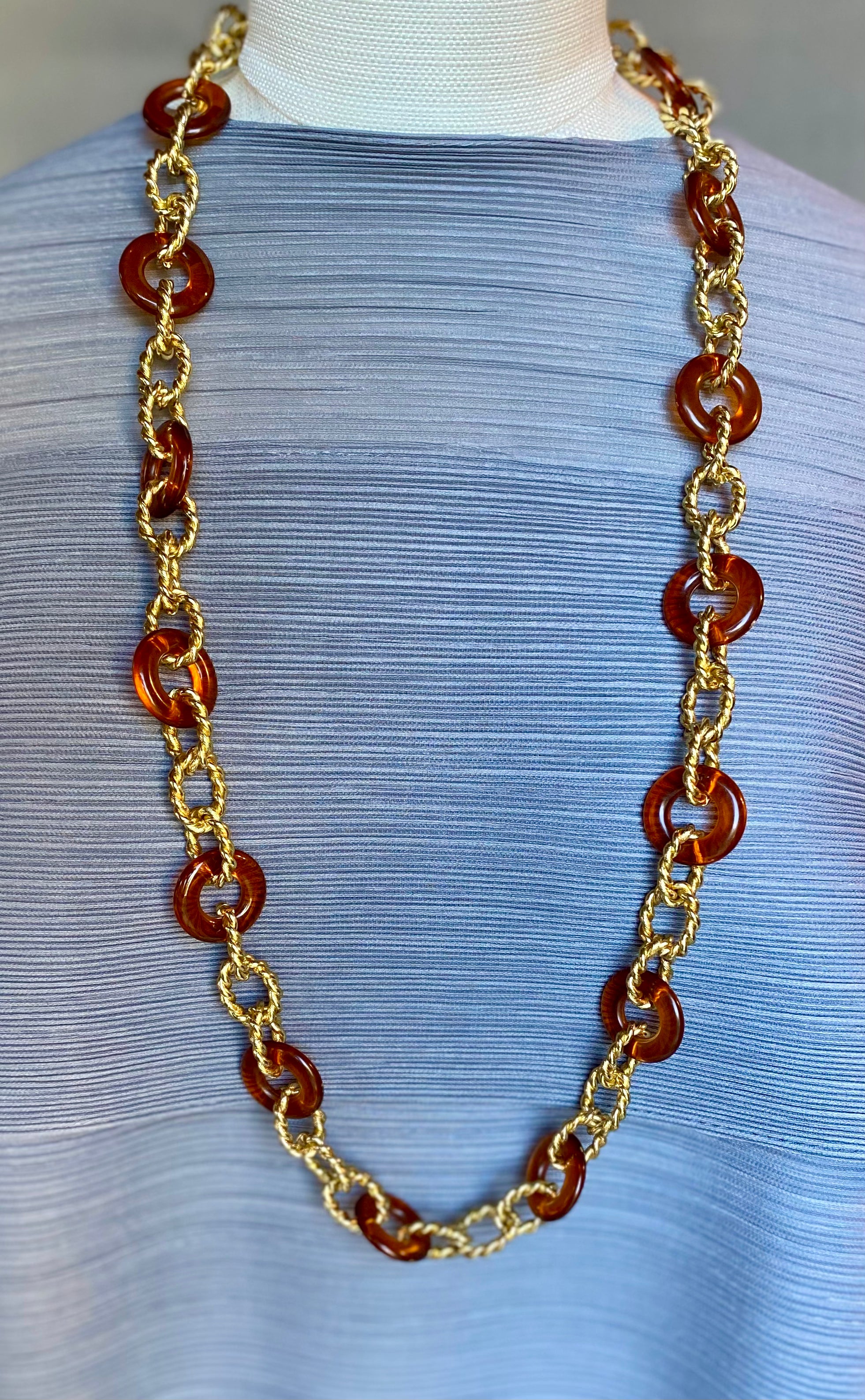 Knotted Gold Chain w Colored Links