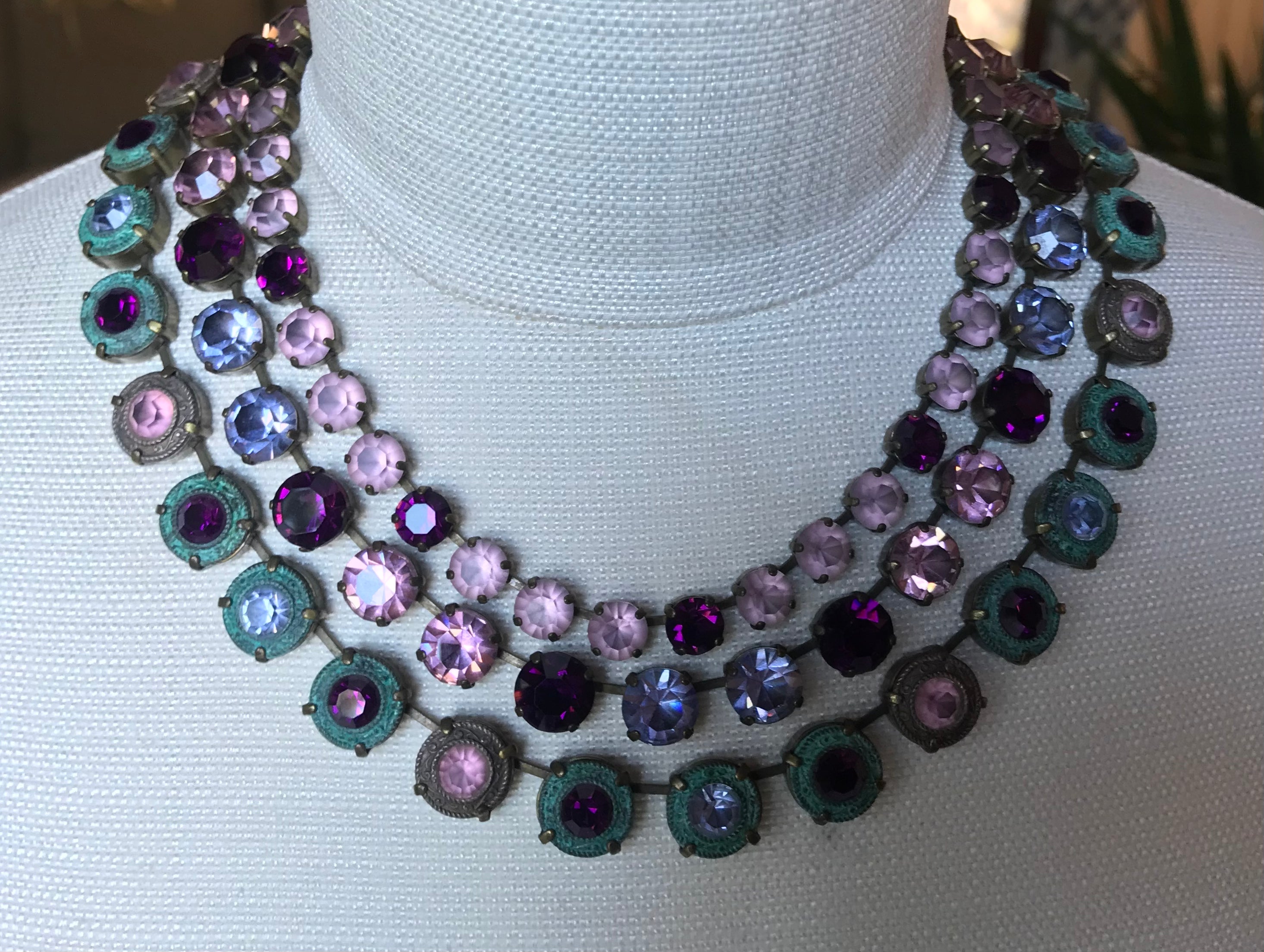 3 Strands Crystals Necklace