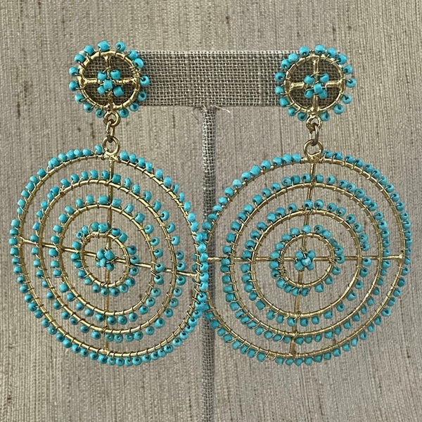 3'' Beads Drop Earrings Turquoise