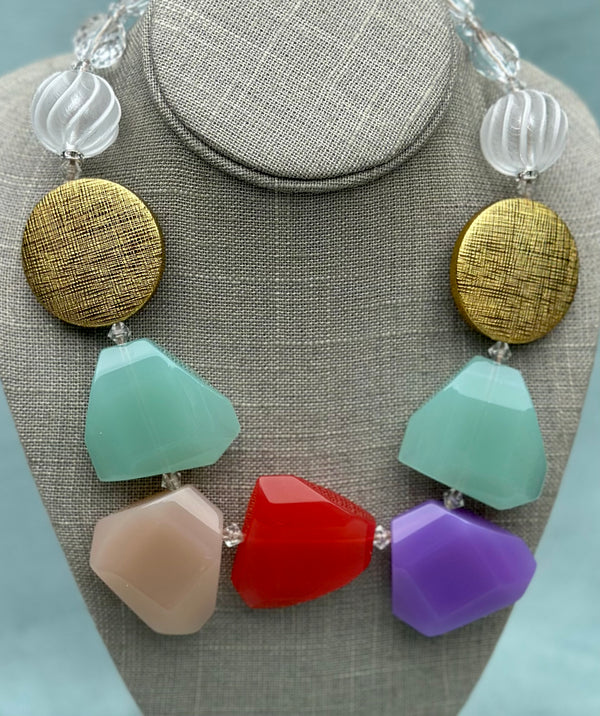 Abstract Pastels with Gold Disc and Frosted Spheres