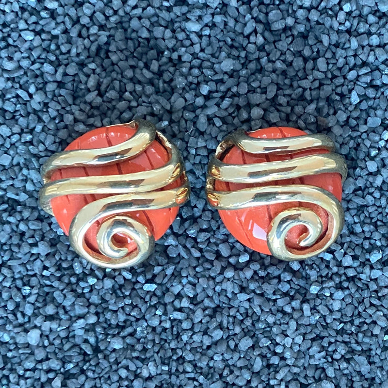 Coral  with gold Swirl