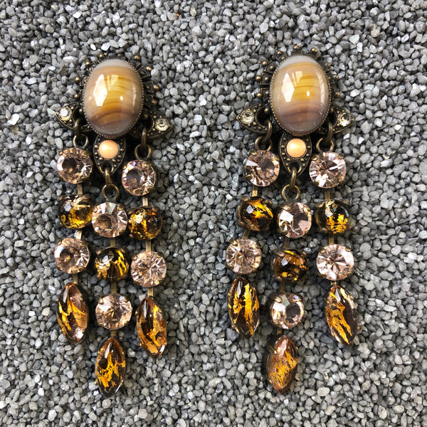 Copper And Beige Drop Earrings