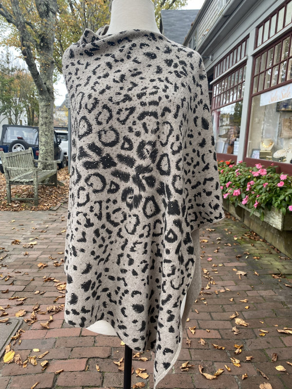 Leopard Poncho W/ Embellish