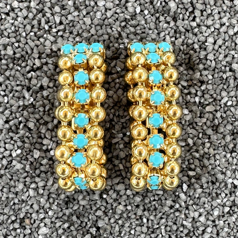 1.75" 3 Row Gold and Colors Teardrop