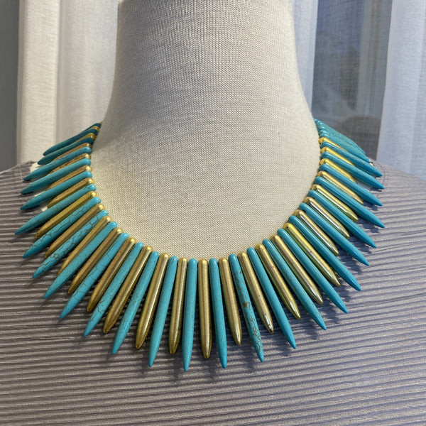 Gold And Turquoise Sticks Necklace