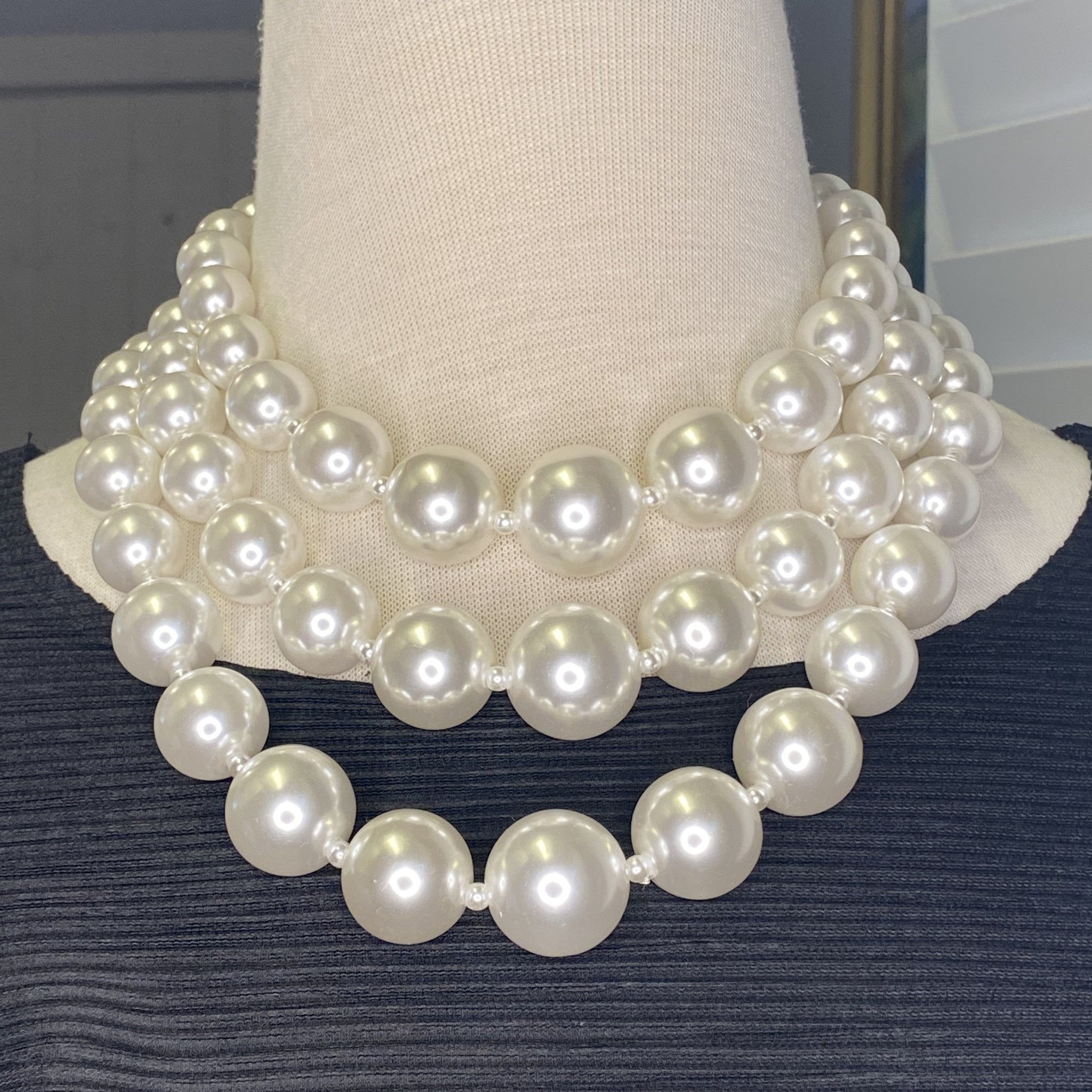 3 Row White Pearl Necklace