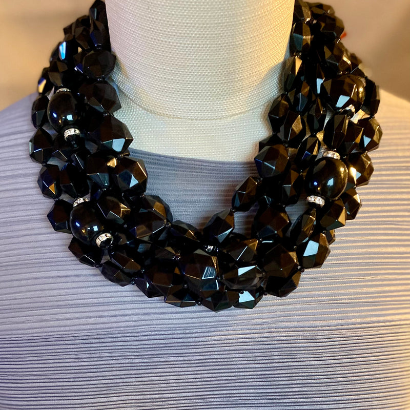 Black 6 Strand Beads