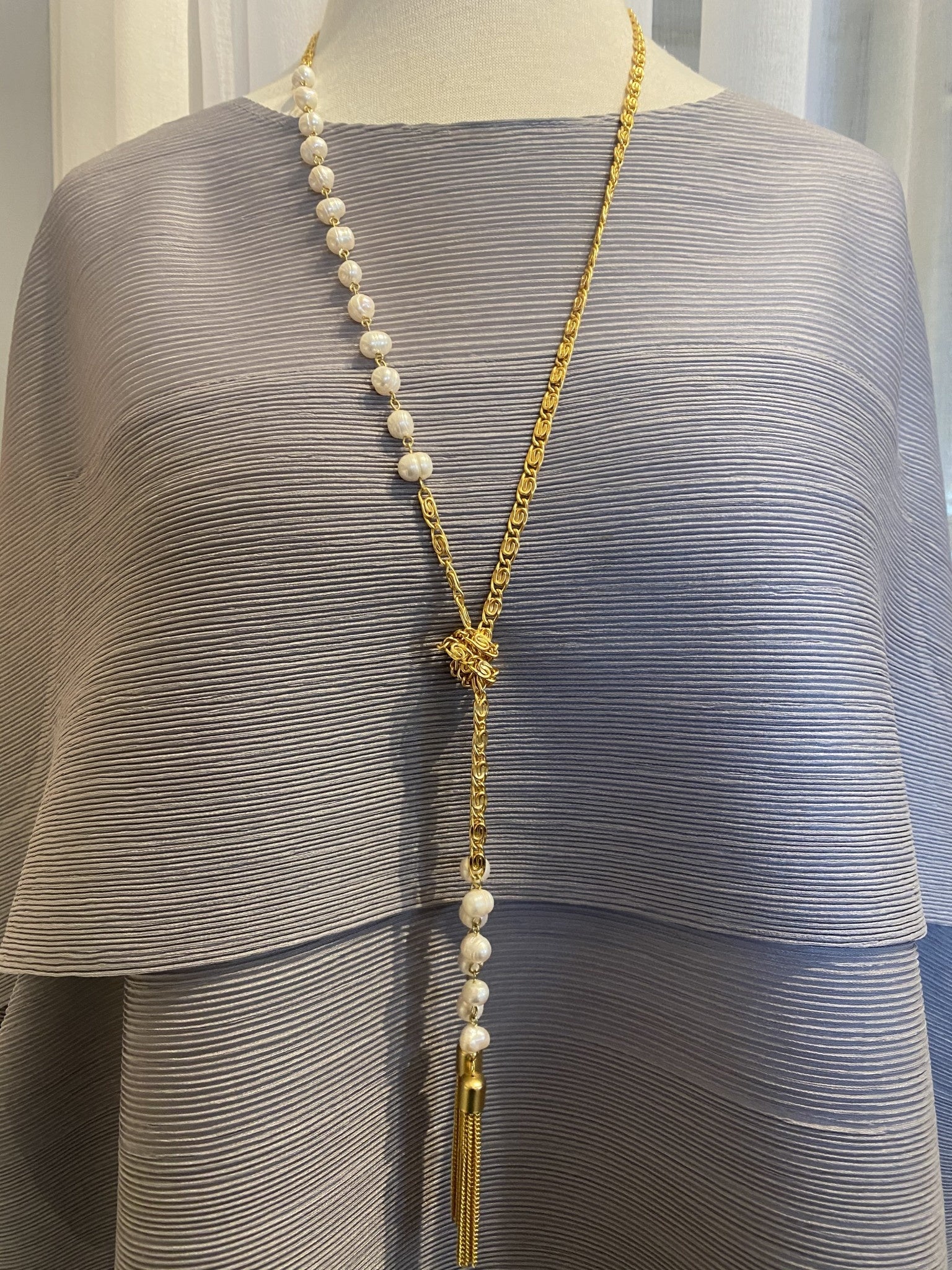 Gold Lanyard w/ Pearls