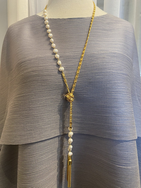 Gold Lanyard w/ Pearls