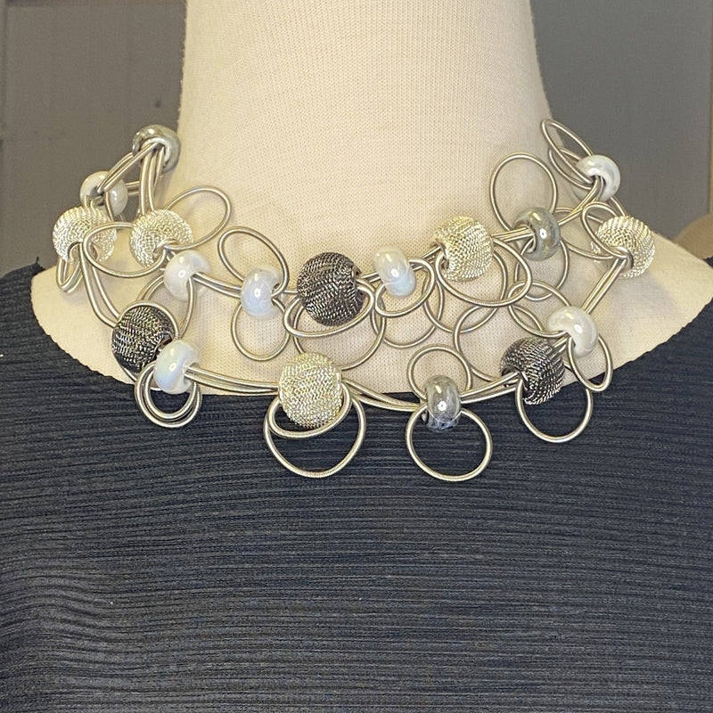 Fine Coil Loops Silver Necklace