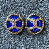 Colored Ovals with Gold Filigree Knot