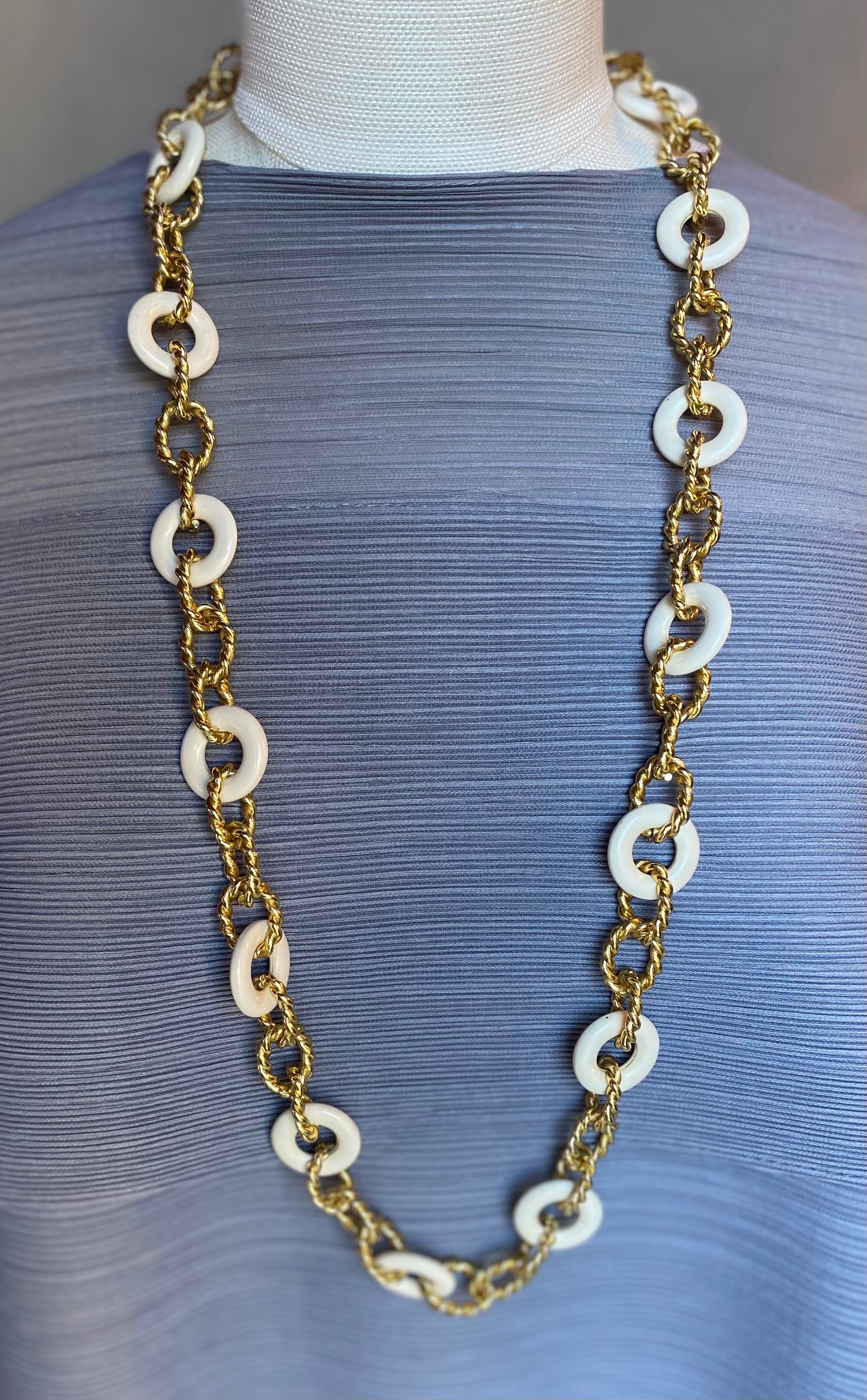 Knotted Gold Chain w Colored Links