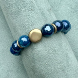 Agate Bead with Nugget Stretch Bracelet