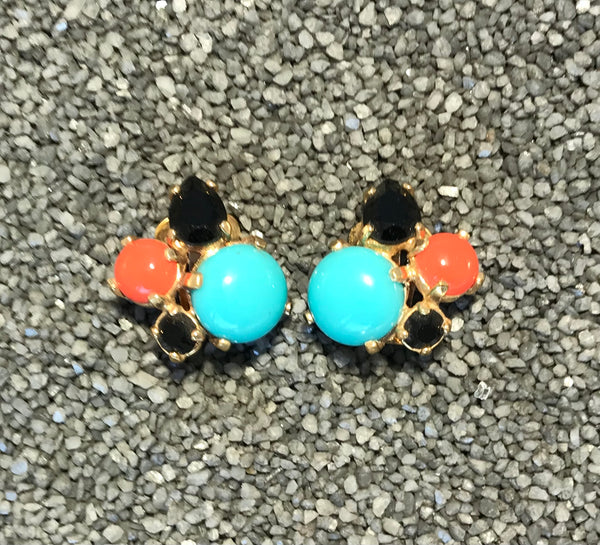 Small Turquoise Coral Black