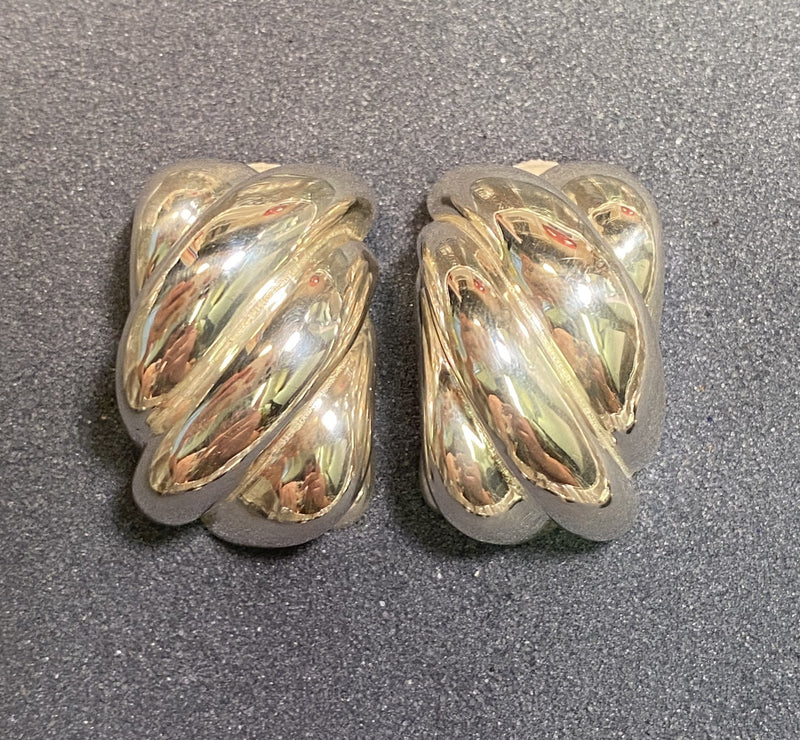 Silver Rectangle Clip Earring