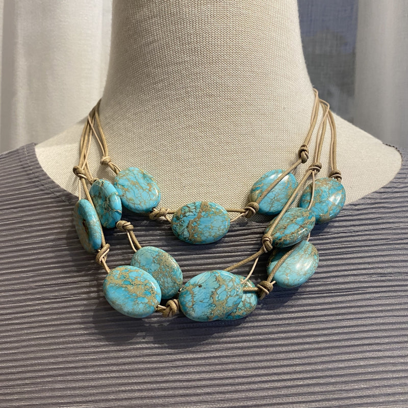 Aqua Putty Linen 16” Necklace