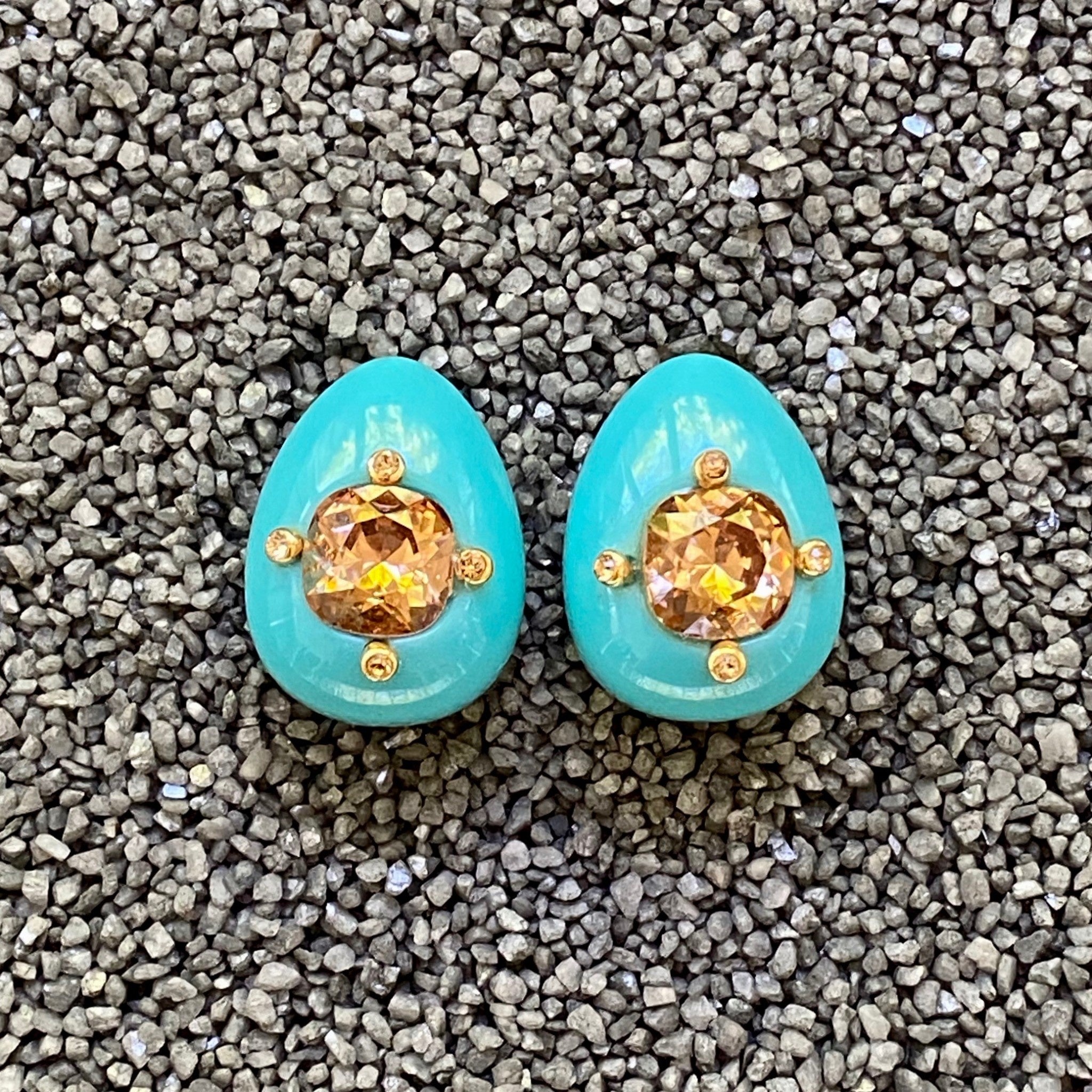Turquoise Tear Shape  Amber