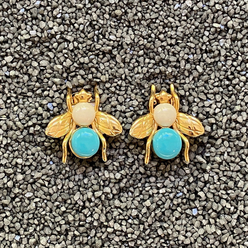 Turquoise And Gold Bee Clip