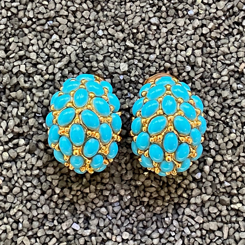 Turquoise And Gold Clip Earring