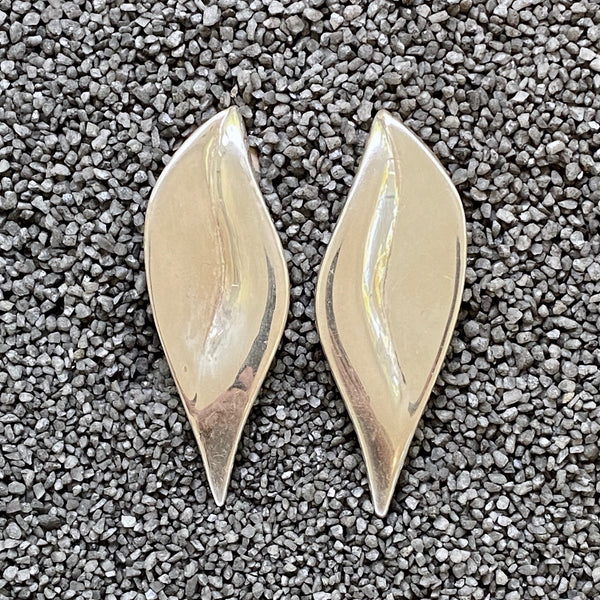 Long Leaf Silver Clip Earring
