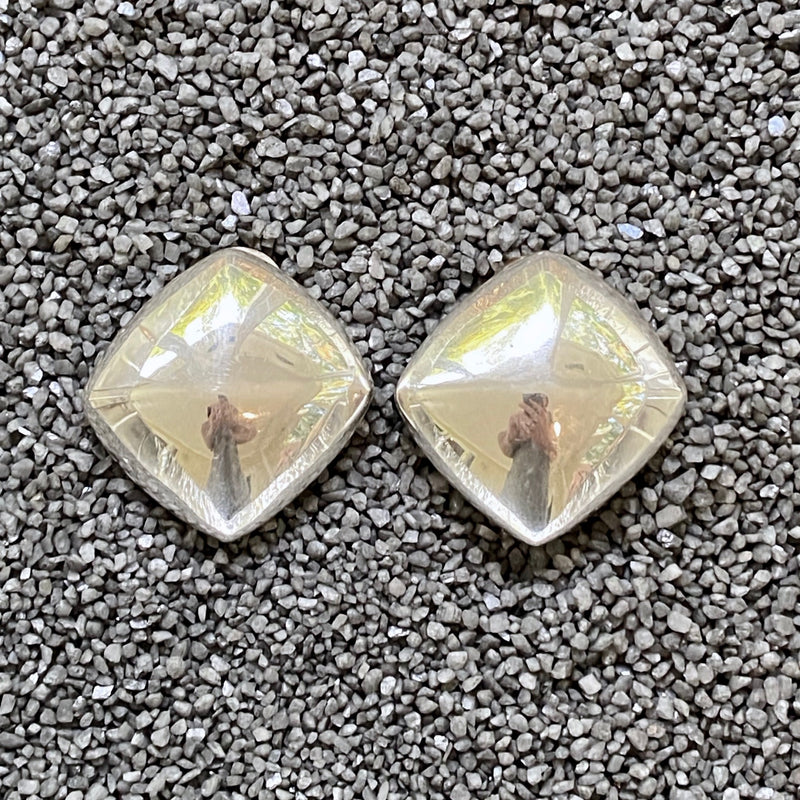 Silver Diamond Shaped Clip Earring