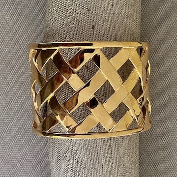 Polished Gold Basket Weave Cuff