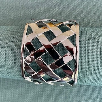 Polished Silver Basketweave Cuff