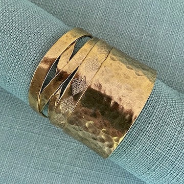 Ksultan: Gold Cuff W Hammer Strips