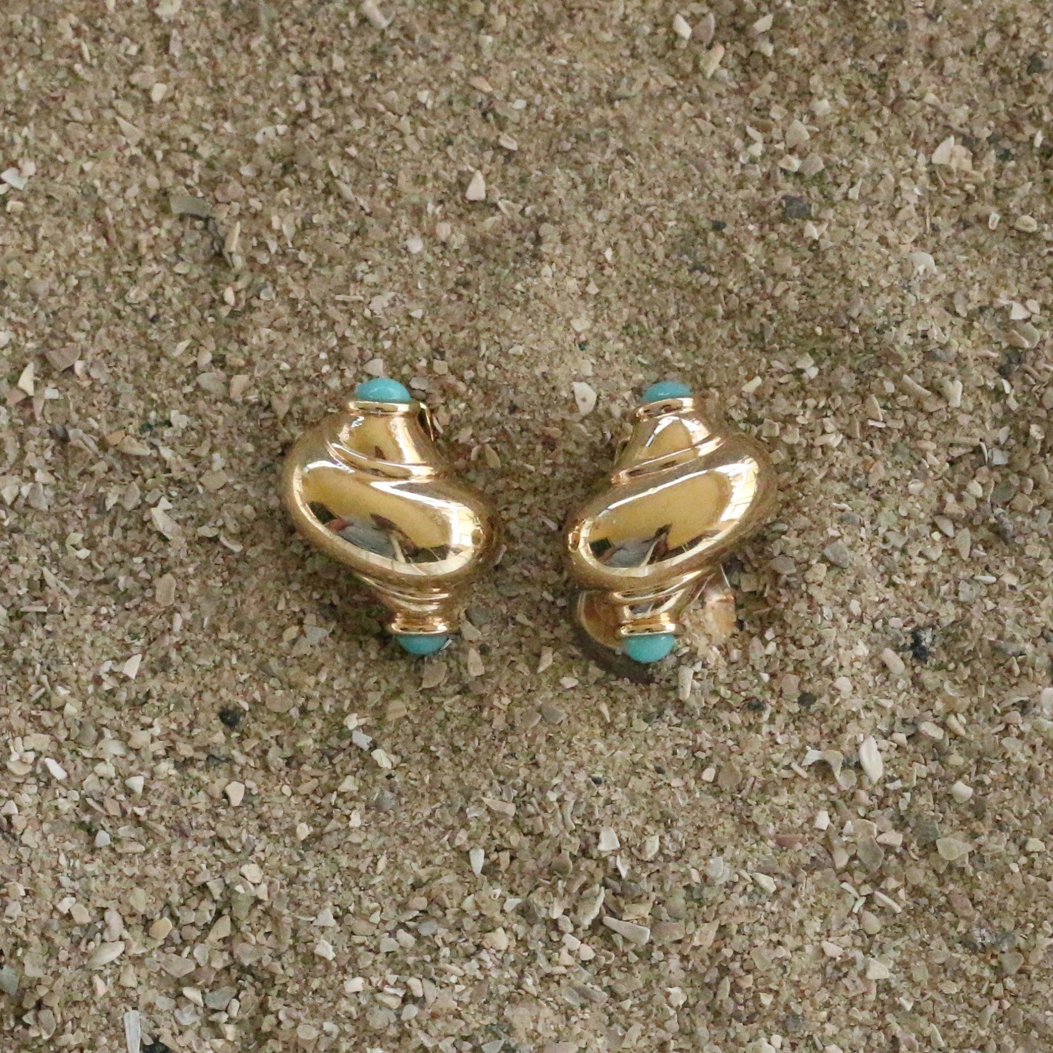 Mini Shell Gold Turquoise Tips