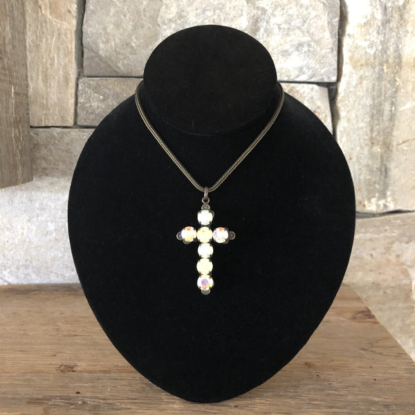 Yelllow Stones Small Cross Necklace