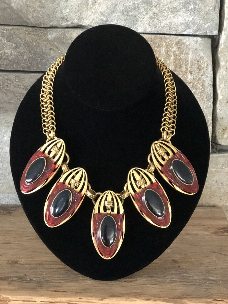Red And Black W/ Gold Necklace