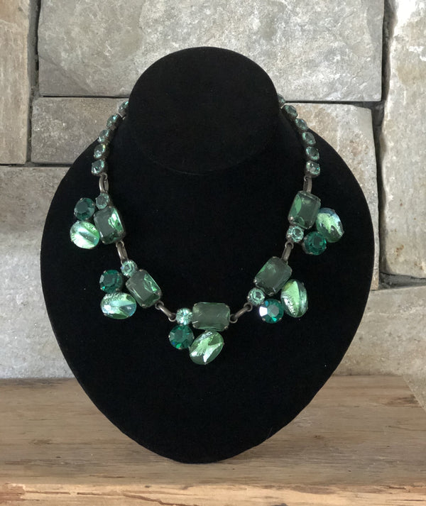 3 Tone Green Stones Necklace