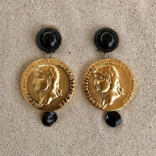 Round Coin Drop Clip Earring