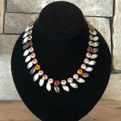 Petals Crystal Necklace White/Peach